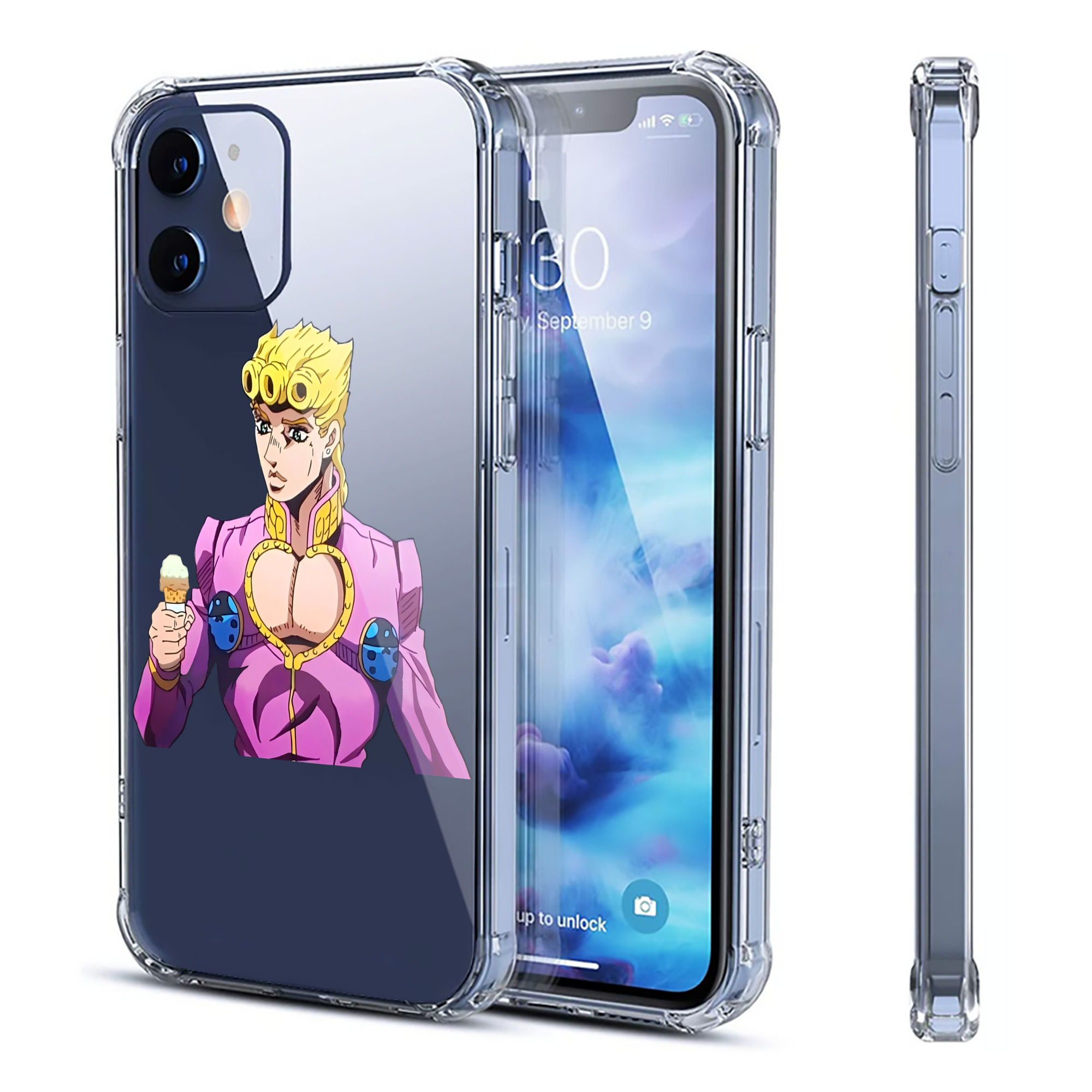 （画像用） ジョジョの奇妙な冒険 ジョルノ?ジョバァーナ JoJo's Bizarre Adventure Giorno Giovanna 【iPhone 12シリーズ対応】透明スマホケース（クリアソフトケース）